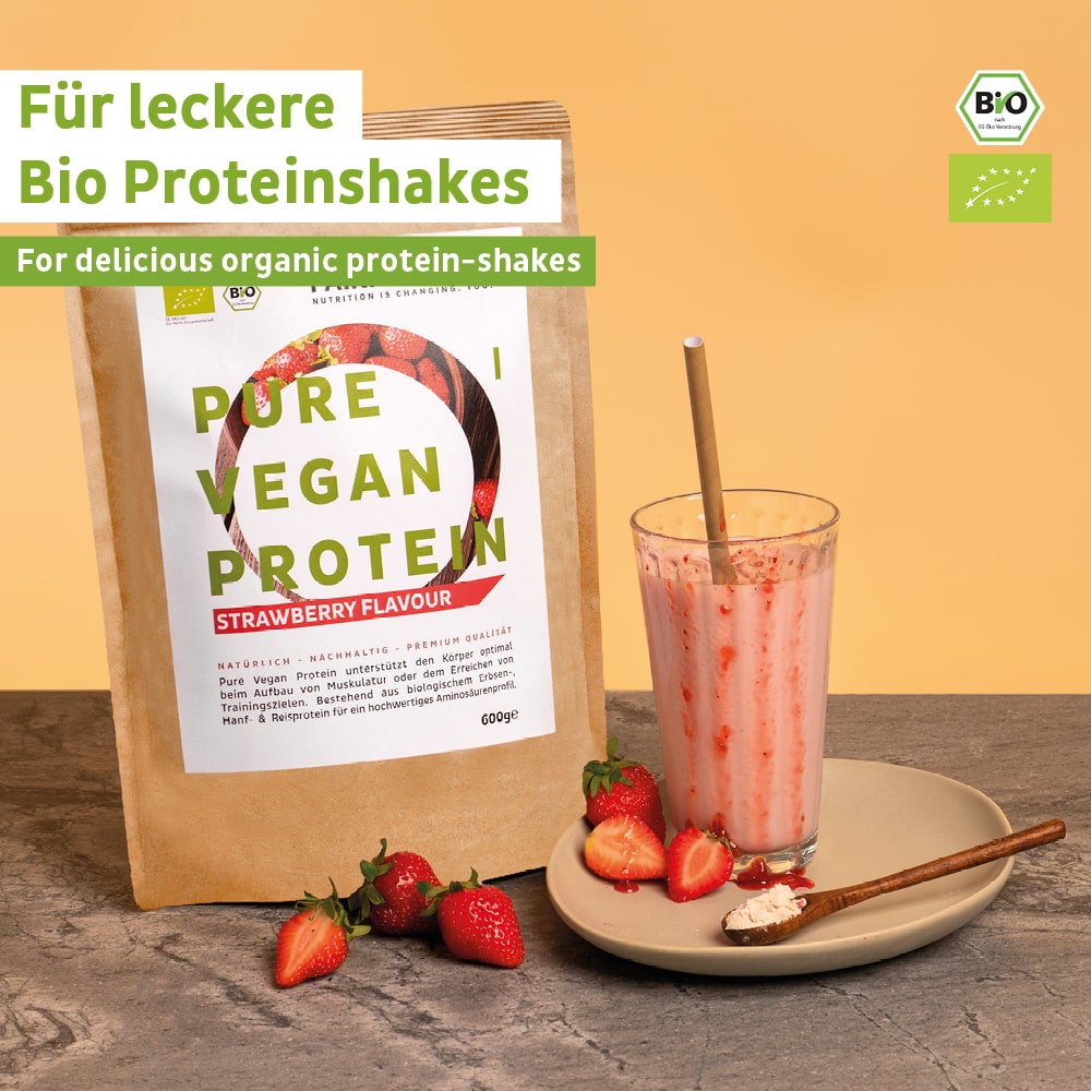 Poudre de protéine végétalienne bio fraise sans soja
